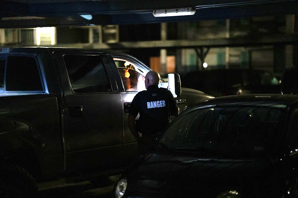 Ranger Protection Agency conducting nighttime mobile security patrol operations