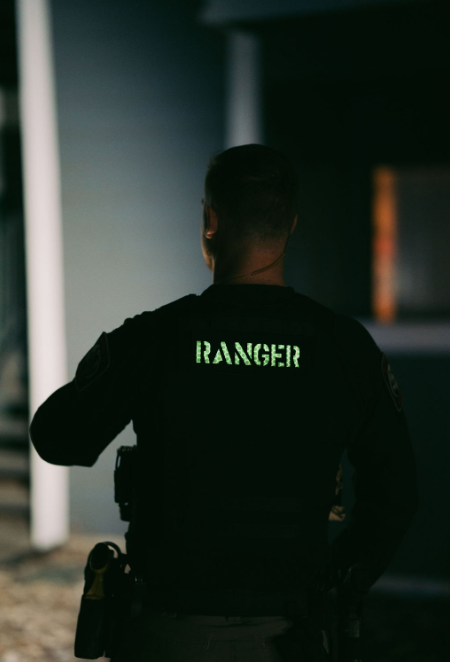 Ranger Protection Agency officer wearing Ranger identification during patrol