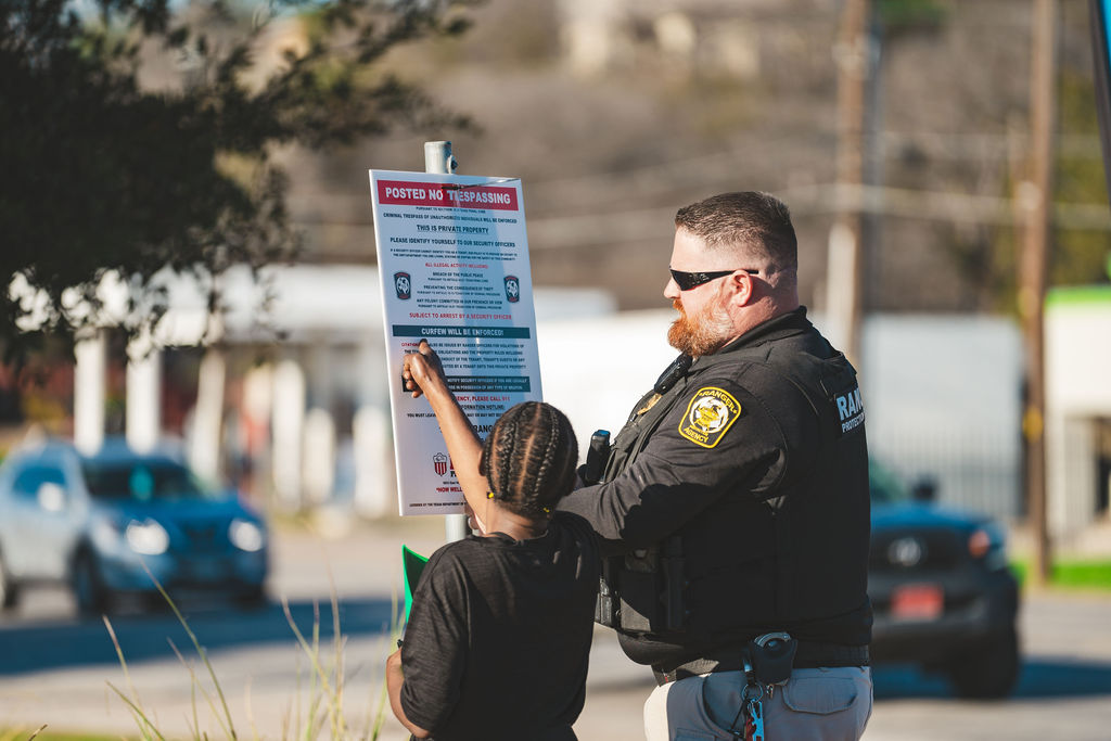 Ranger Protection Agency personnel carrying out daytime security operations